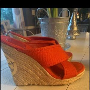 Tory Burch Red Wedges Excellent Condition